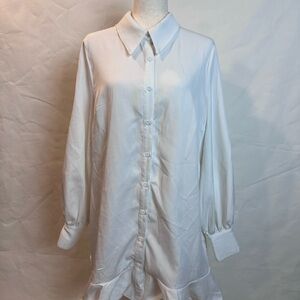 Elegant White Button-Up Shirt Dress